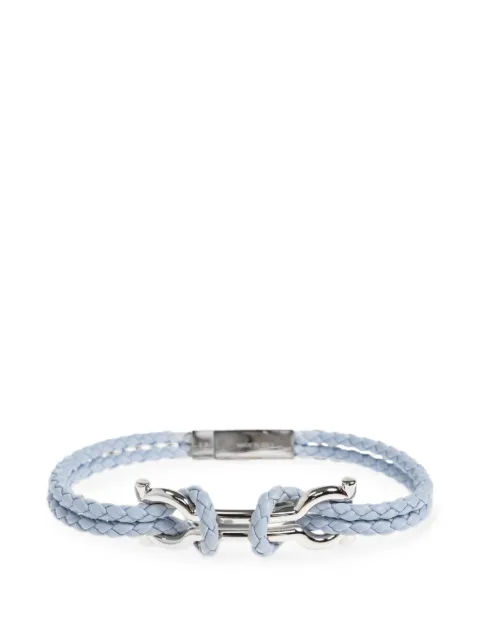 Ferragamo Gancini braided leather bracelet Blue 770422