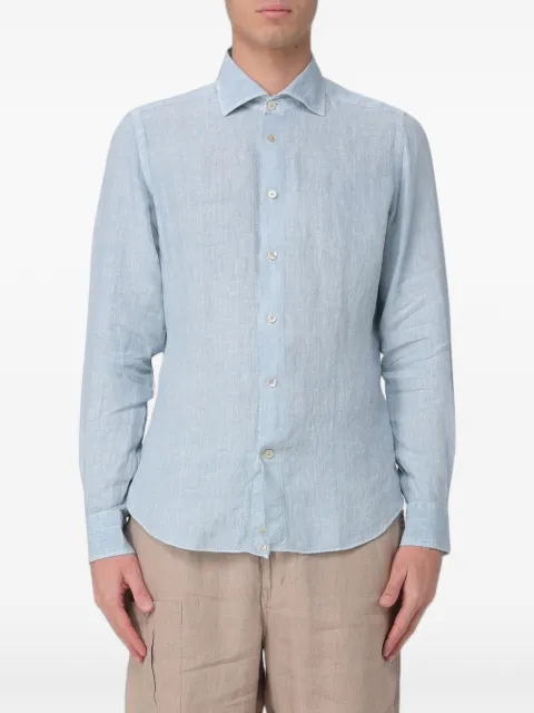 Eleventy long-sleeve linen shirt Blue M75CAMH11TET0I02608NN