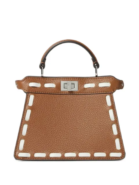 FENDI Peekaboo ISeeU whipstitch leather small shoulder bag Brown 8BN335AY6X