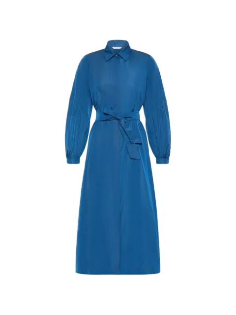 Max Mara belted balloon-sleeve midi dress Blue 2621226021600