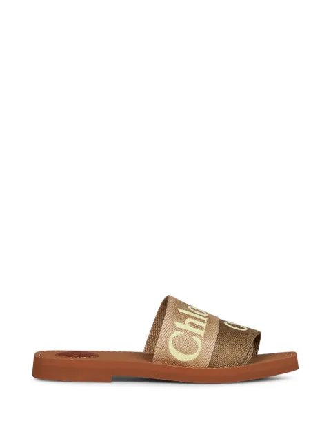 Chloé logo-embroidered square-toe sandals Neutrals CHC23U188EF
