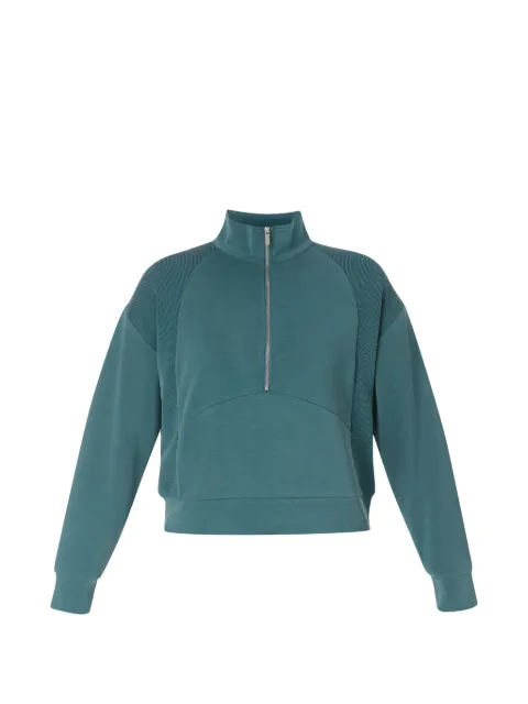Sweaty Betty Sand Wash ribbed-panel quarter-zip sweatshirt Green SB10541