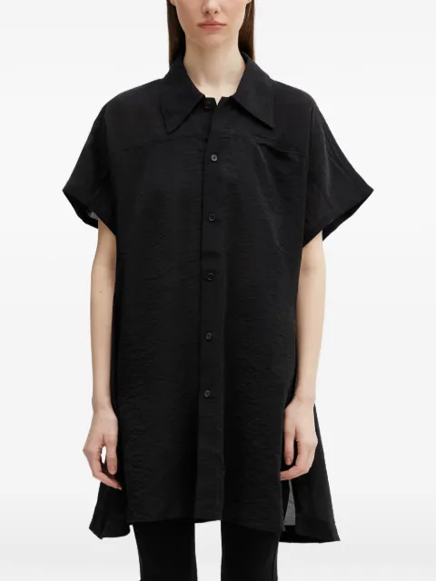 Y-3 Utility logo-print crinkled short-sleeved shirt Black KG0256