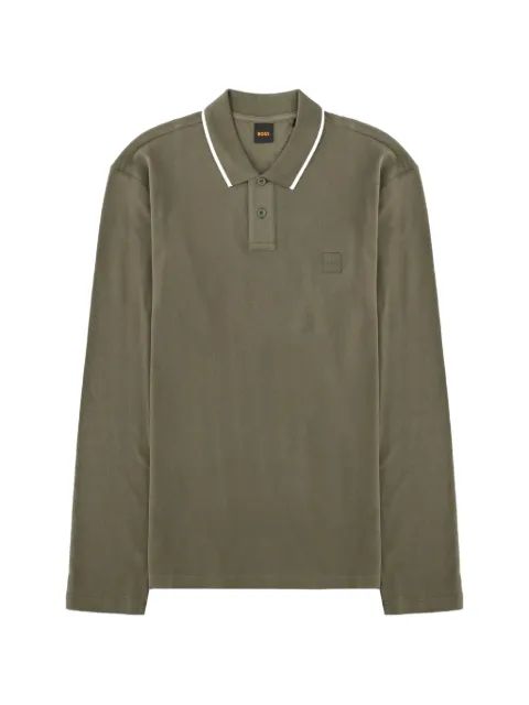 BOSS long-sleeve tipping-detail polo shirt Green 50566186