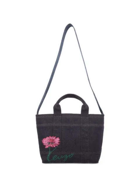 Kenzo small Tulip flower-embroidered logo-print tote bag Blue FG68SA910F24