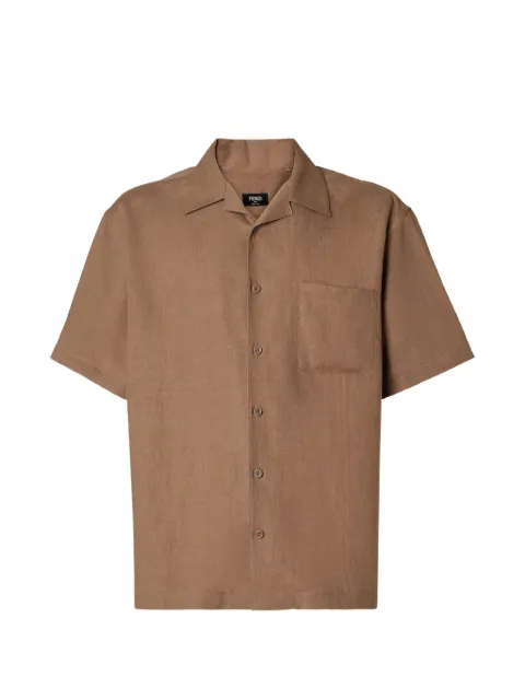 FENDI logo-embroidered linen shirt Brown FS1369AVSG
