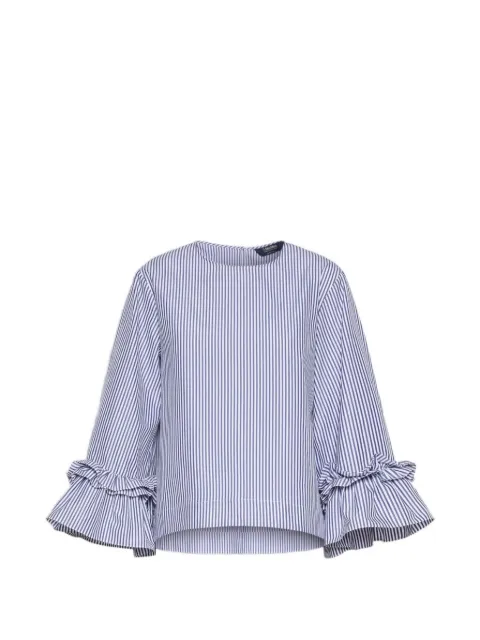 'S Max Mara striped ruffled-sleeve shirt Blue 9116036106049