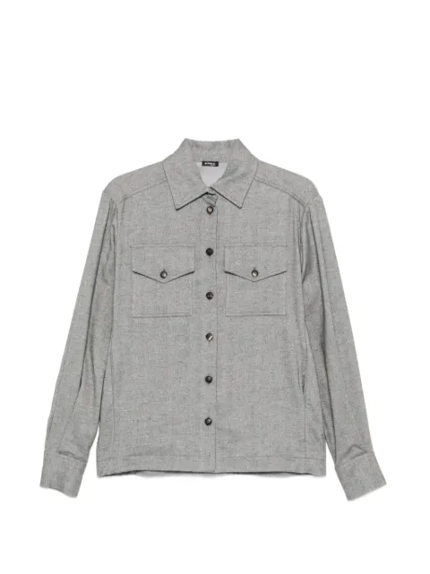 Kiton herringbone-pattern flap-pocket shirt Grey D54434H0949205