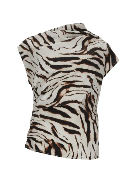 GANNI zebra-print draped top White A1040410