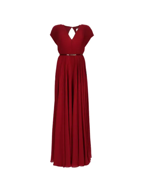 Max Mara belted-waist pleated maxi dress Red 2626226053600