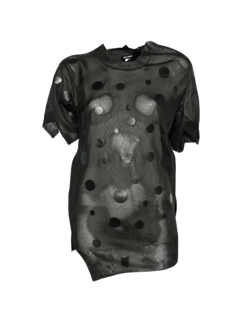 Junya Watanabe polka-dot asymmetric T-shirt Black JQN012