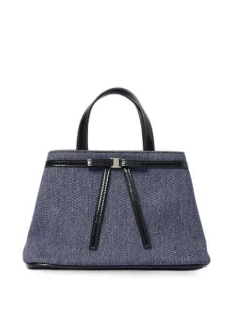 Ferragamo bow-detail denim shoulder bag Blue 325001