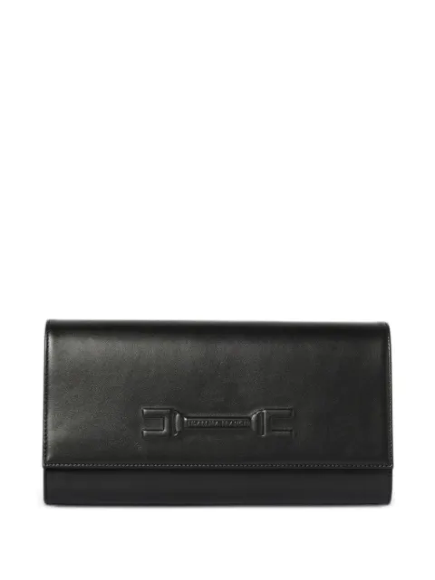 Elisabetta Franchi embossed-logo leather clutch bag Black BS99A63E2