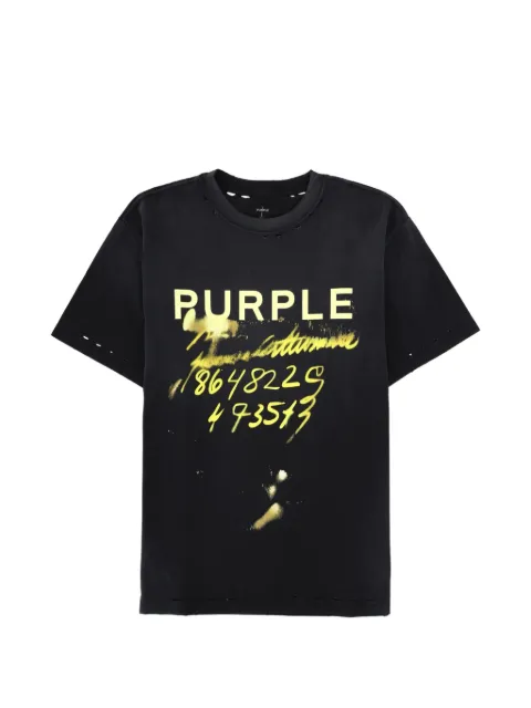 Purple Brand distressed logo-print T-shirt Black P117HTBH326