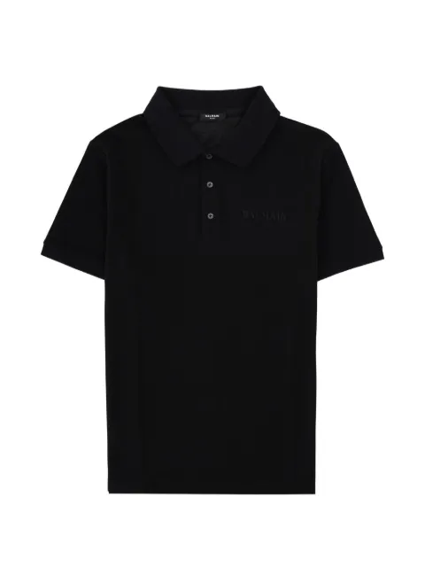 Balmain logo-embroidered polo shirt Black HH1GB085BD5