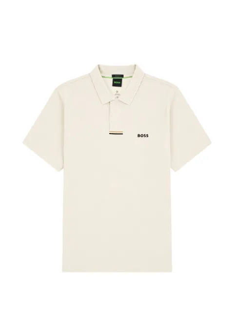 BOSS GREEN HUGO BOSS logo-print short-sleeve polo shirt Neutrals 50564728