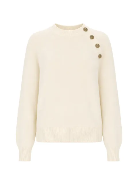 Balmain button-embellished raglan-sleeve sweater Neutrals HF1KA130KI870KA
