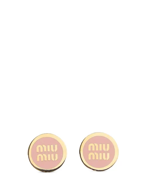 Miu Miu logo-plaque enamel earrings Gold 5JO9122F6T