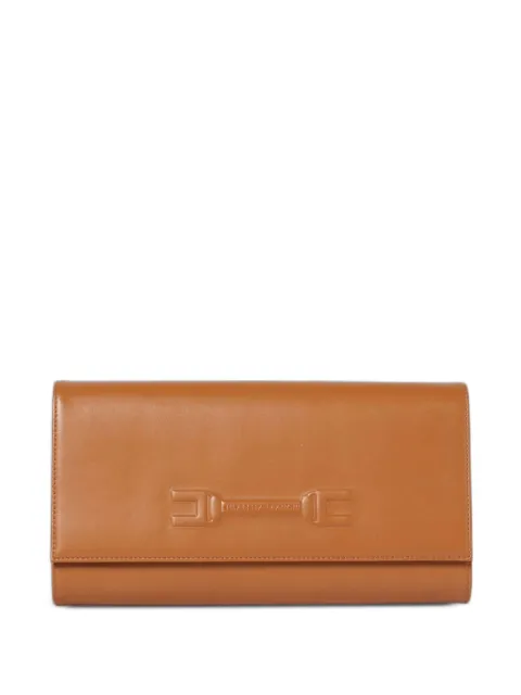 Elisabetta Franchi logo-embossed leather clutch bag Neutrals BS99A63E2