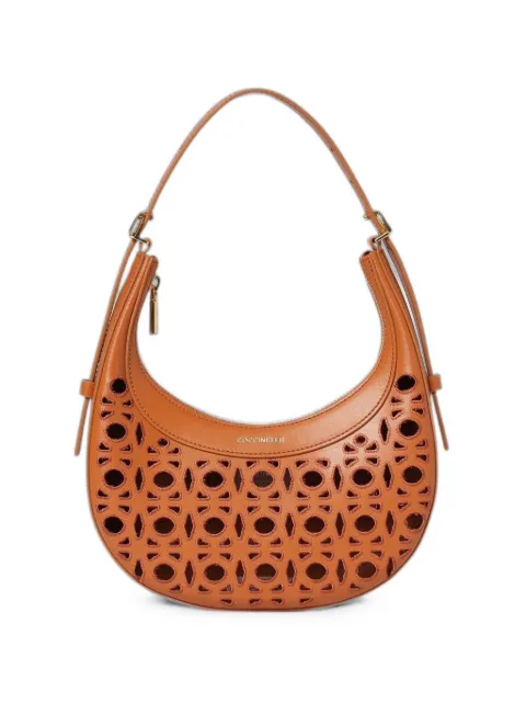 Coccinelle Whisper perforated shoulder bag Brown E5US1530101
