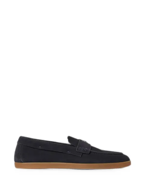 Cesare Paciotti suede logo-plaque loafers Blue MU69381CA