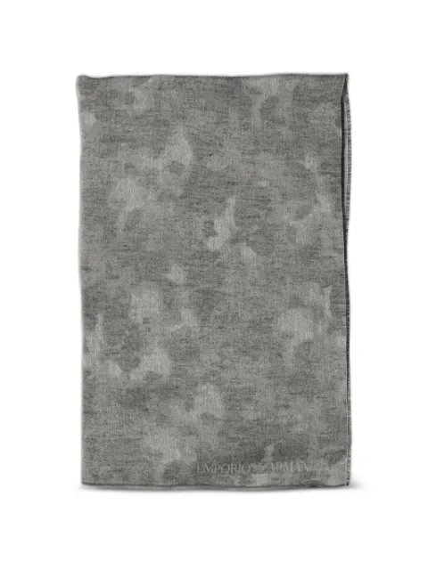 Emporio Armani logo-jacquard frayed scarf Grey EW004581AF25417FC323