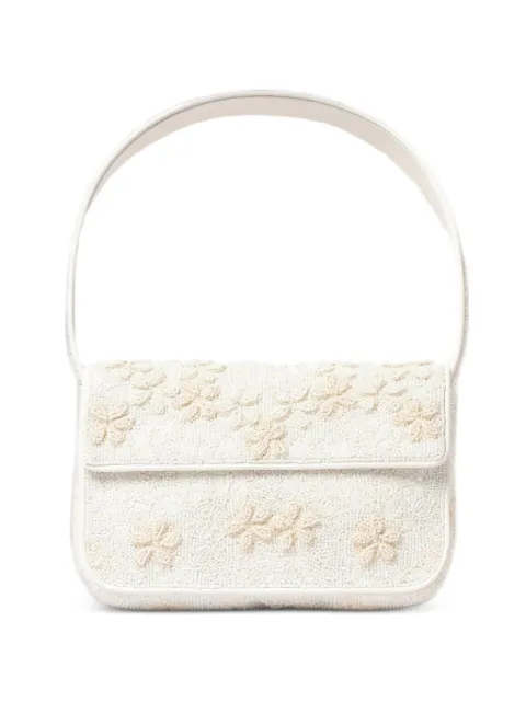 STAUD Tommy hand-beaded floral shoulder bag White 2229204CGRPD