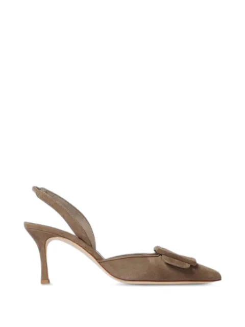 Manolo Blahnik Maysli buckle-detail slingback pumps Brown 219018200712322
