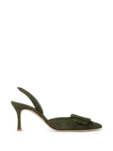 Manolo Blahnik Maysli buckle-detail suede pumps Green 219018200403522