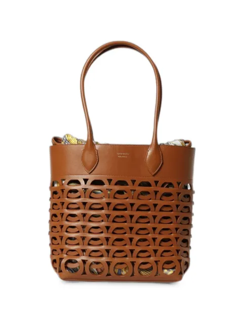 Ferragamo M Gancini cut-out tote bag Brown 789999