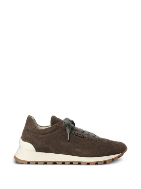 Brunello Cucinelli Monile-embellished suede sneakers Brown MZSFG2110C7284