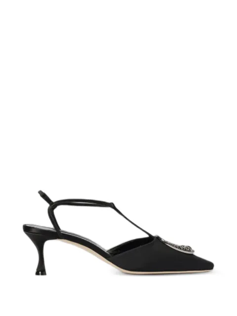 Manolo Blahnik Takal crystal-buckle heeled pumps Black 12631310003