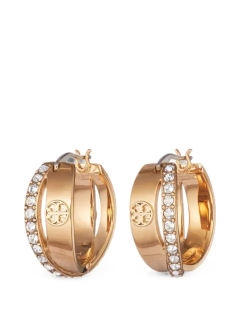 Tory Burch Icon Pavé double hoop earrings Pink 184429