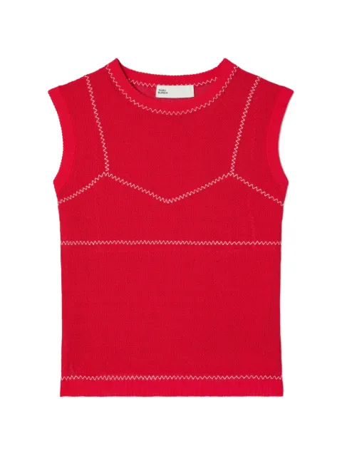 Tory Burch cotton and nylon mesh top Red 170835