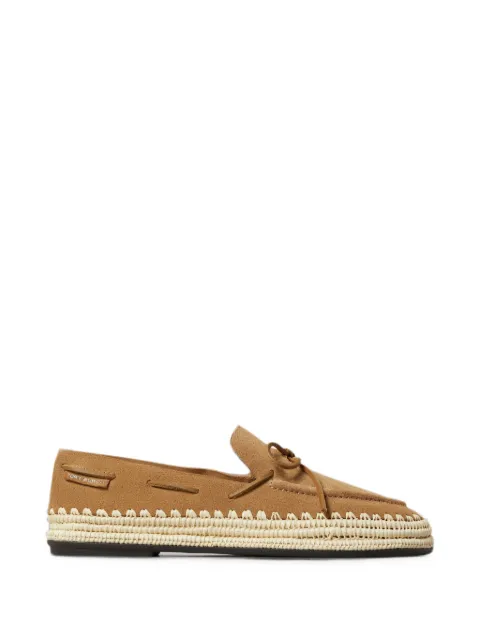 Tory Burch whipstitch-trim raffia loafers Neutrals 182358