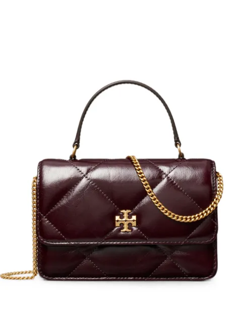Tory Burch mini Kira diamond quilt distressed top-handle crossbody Red 186875