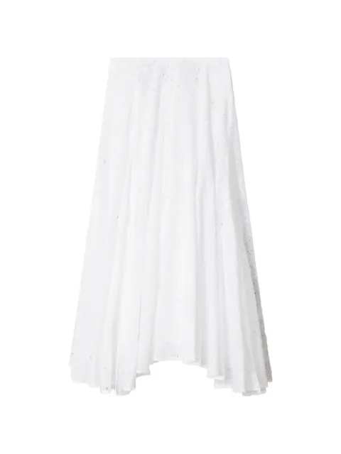 Tory Burch broderie-anglaise drawstring-waist midi skirt White 180798