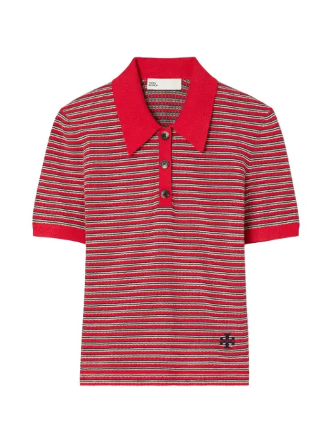 Tory Burch striped viscose polo Red 183234