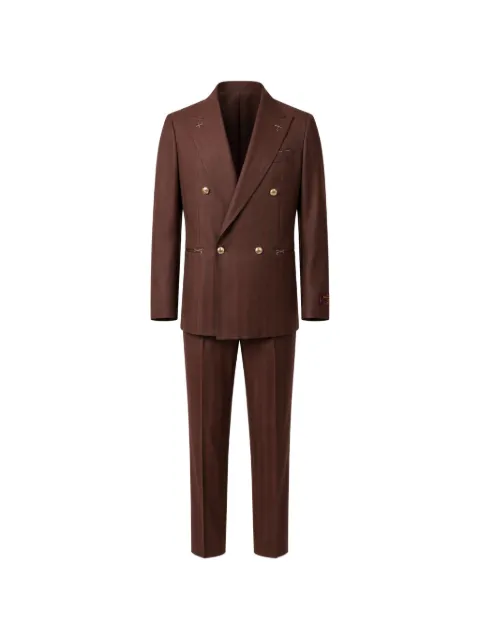 FRANZESE COLLECTION double-breasted wool suit Brown FMDB4BBURGUNGY