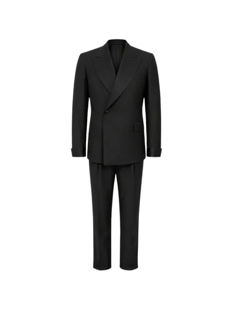 FRANZESE COLLECTION double-breasted satin-trim suit Black E9985031126NR0035