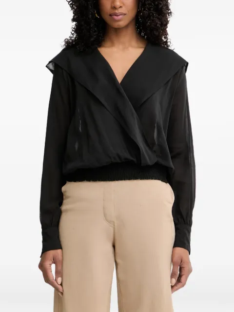 PINKO wrap-style hooded blouse Black 106848A3B2
