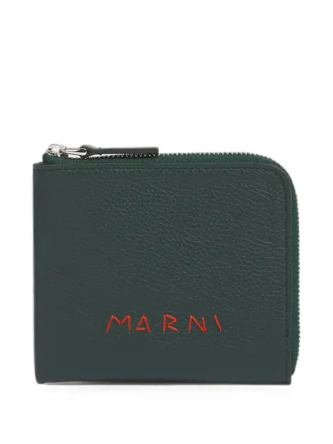 Marni Mending logo leather wallet Green PFMI0095Q0P6533
