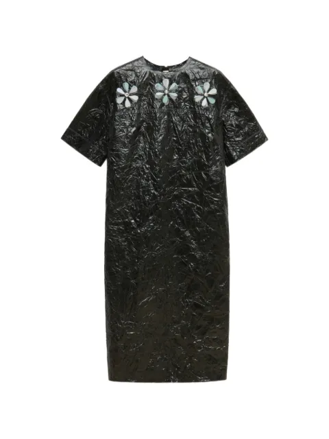 Marni black crinkled-taffeta dress with daisy details Black ABMA1592SUUTP817
