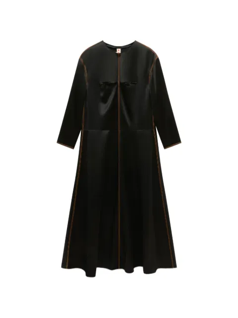 Marni black satin long-sleeved dress with contrast stitching Black ABMA1593A1UTVA74