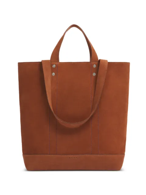 Marni rivet-embellished suede tote bag Brown SHMQ0109U2P9267