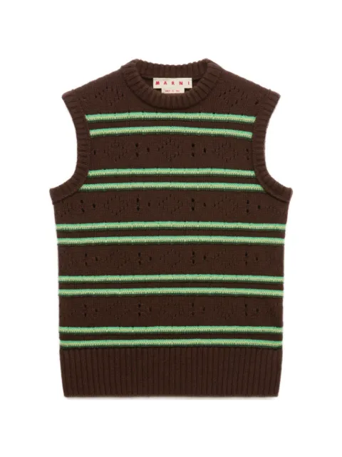 Marni brown cashmere vest with openwork knit Brown GCMG0494Q0UFX330