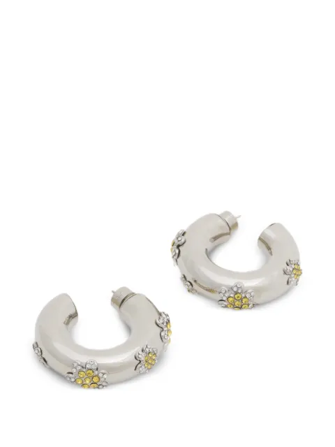 Marni yellow rhinestone-daisy hoop earrings Silver ORMV0687A0P6527