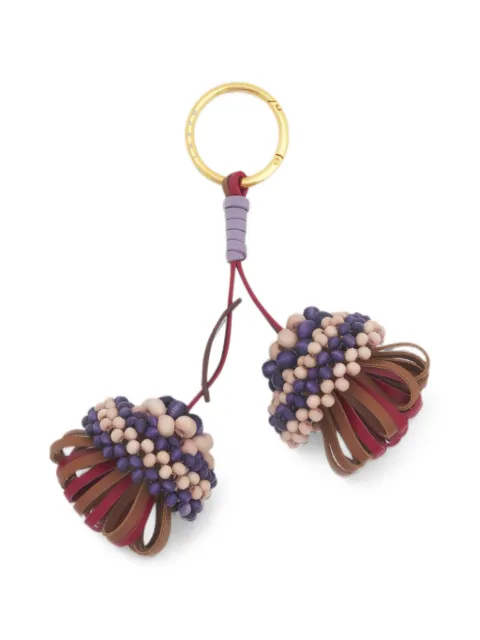 Marni brown and red leather keyring with wooden bead detail Purple PCMO0071Q0P9278