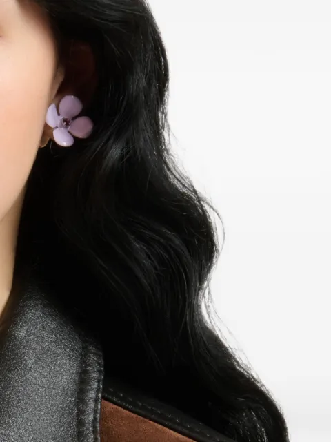 Marni purple enamel daisy stud earrings Silver ORMV0634A0P6528