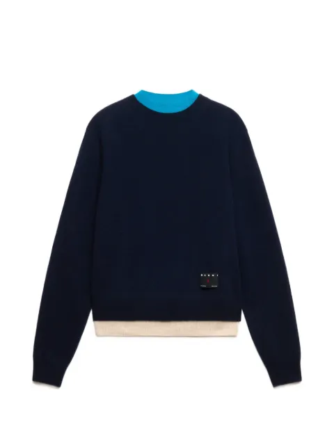 Marni deep blue cashmere jumper with layered effect Blue GCMG0502Q0UFX331